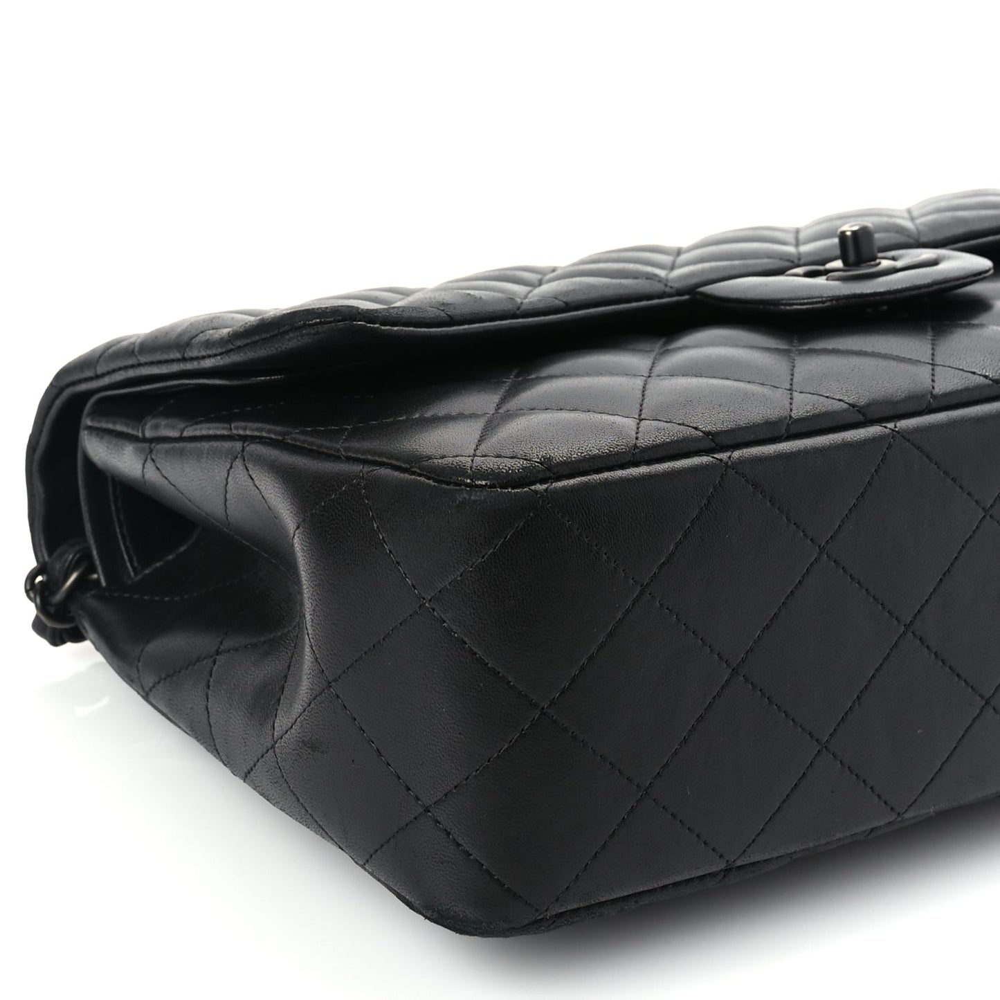 Chanel Lambskin Quilted Jumbo Double Flap So Black So Black