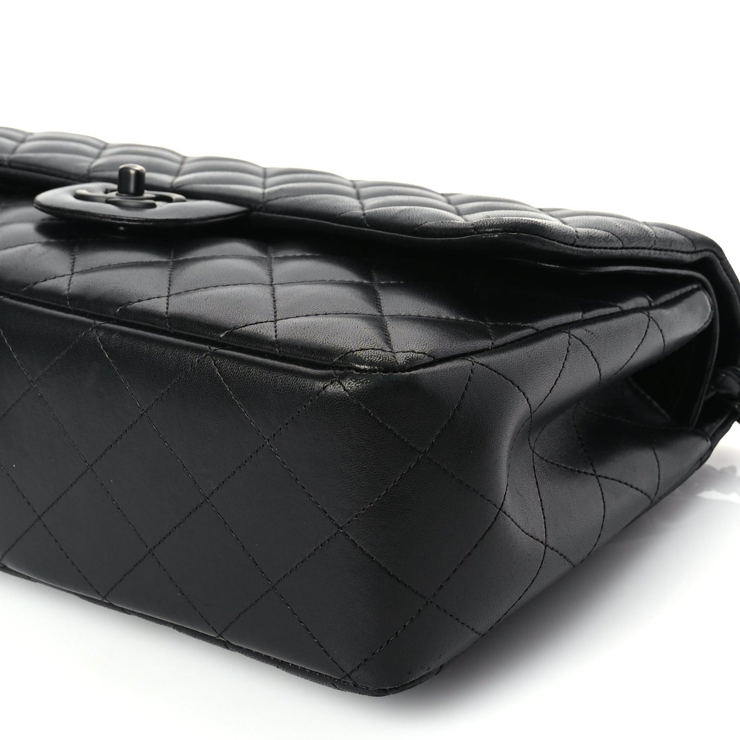 Chanel Lambskin Quilted Jumbo Double Flap So Black So Black