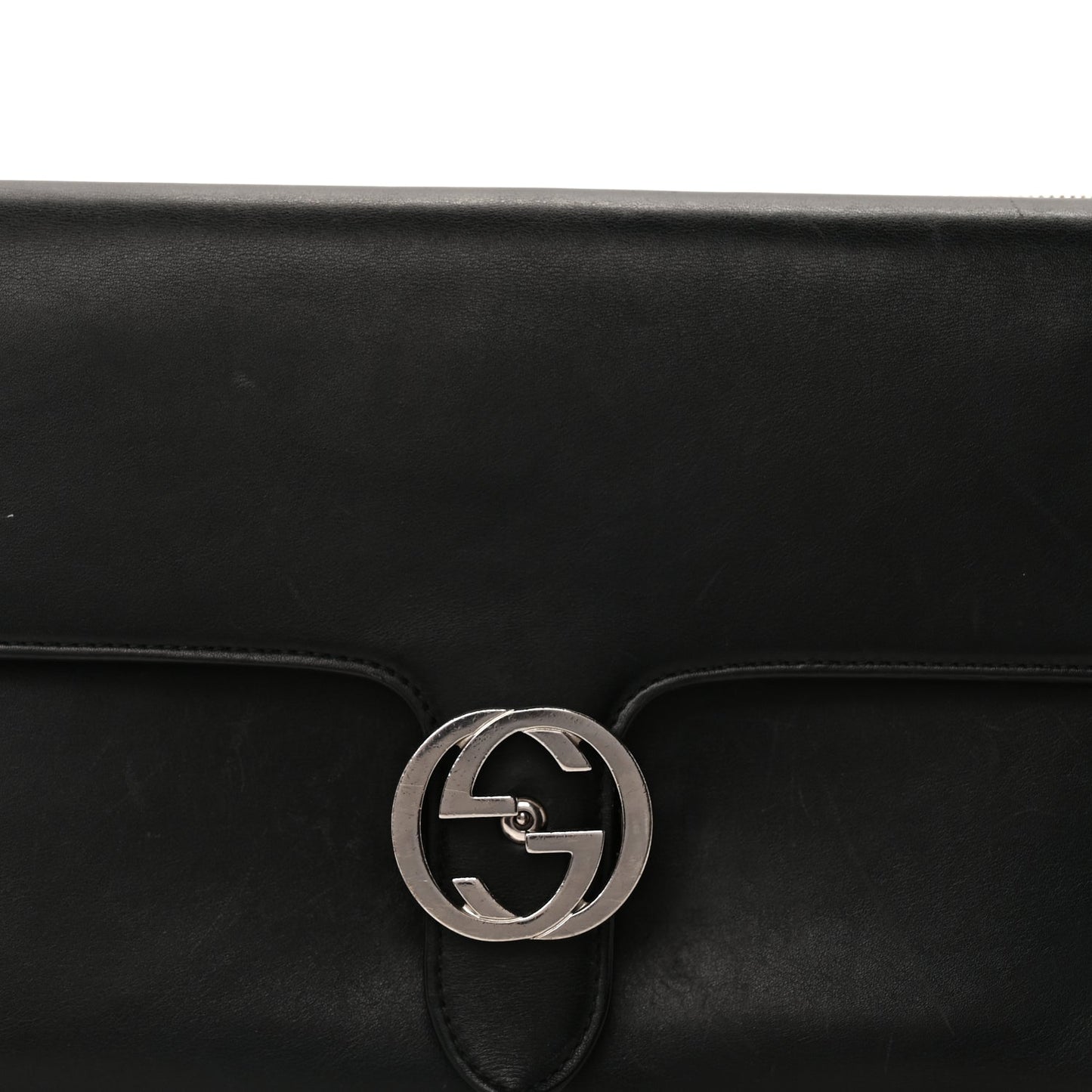 Gucci Moon Calfskin Medium Interlocking G Shoulder Bag  Black