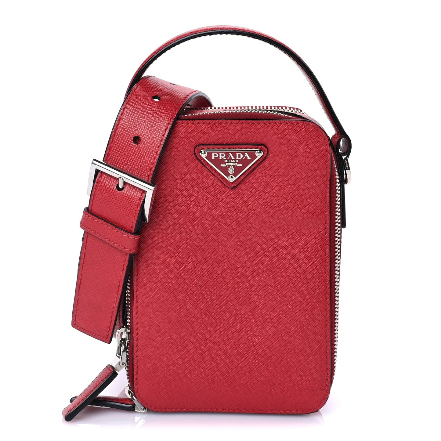 Prada Saffiano Travel Brique Crossbody Messenger Bag Fuoco
