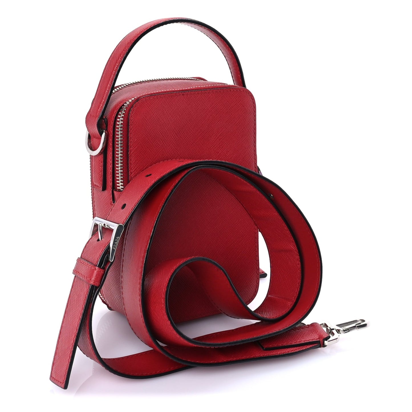 Prada Saffiano Travel Brique Crossbody Messenger Bag Fuoco
