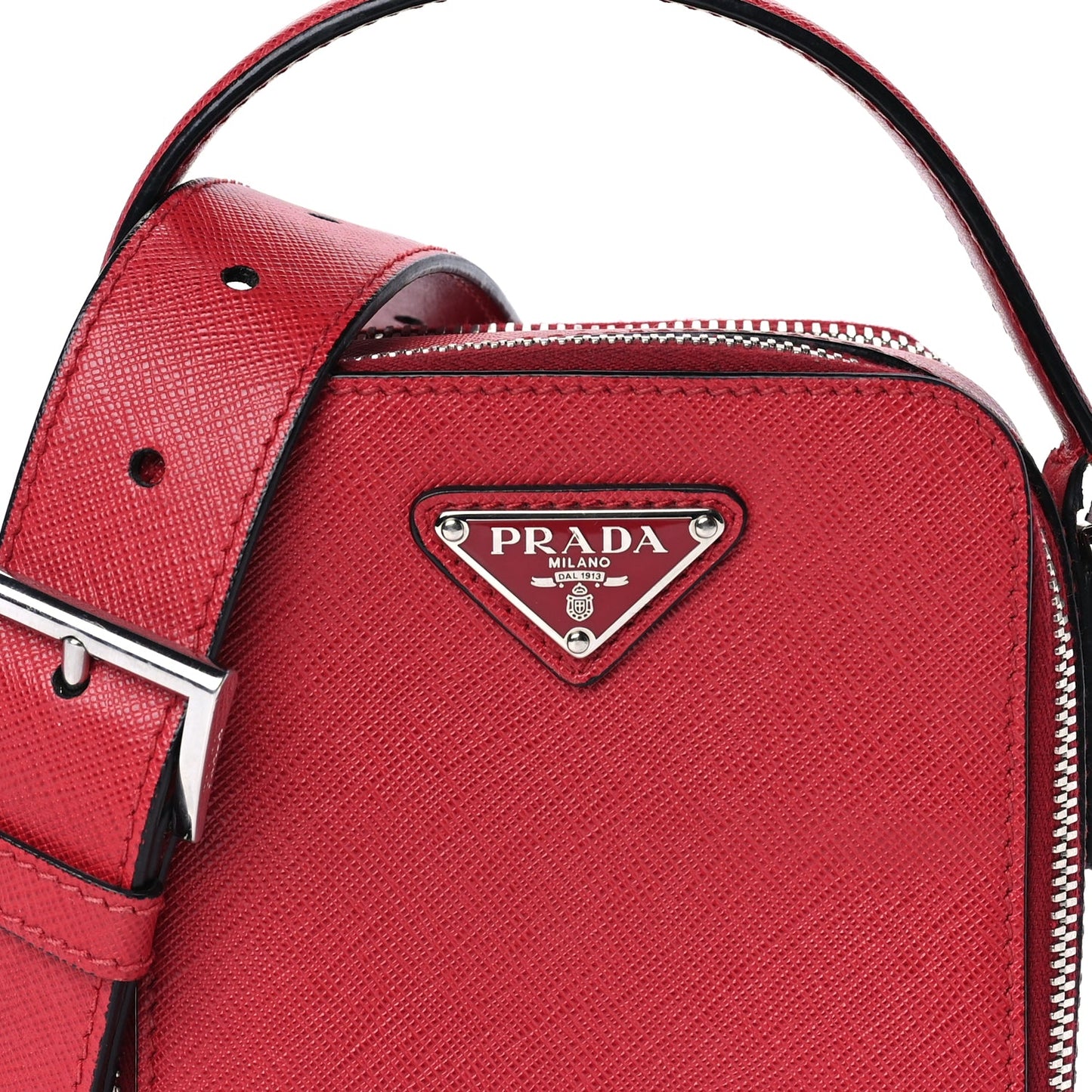 Prada Saffiano Travel Brique Crossbody Messenger Bag Fuoco