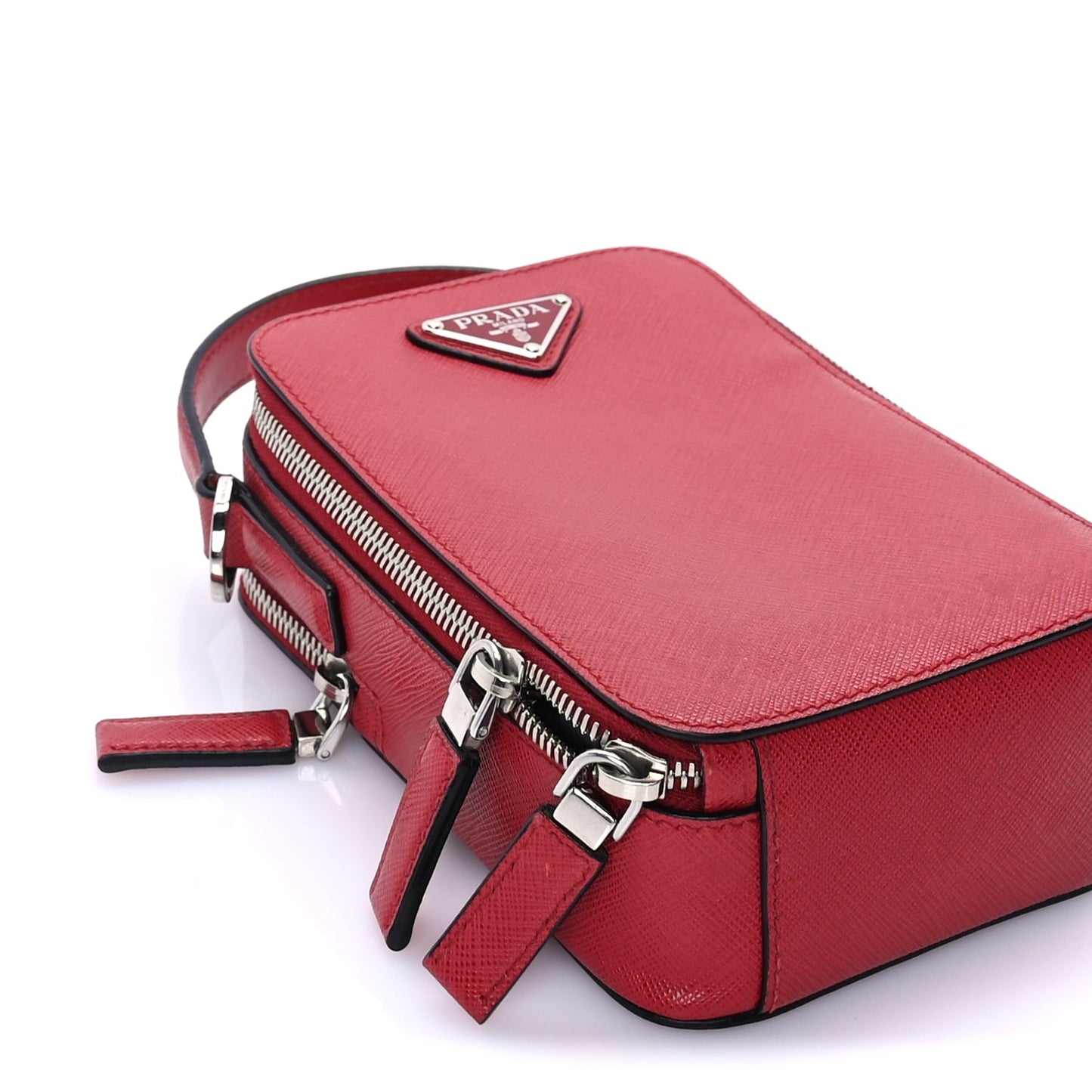 Prada Saffiano Travel Brique Crossbody Messenger Bag Fuoco