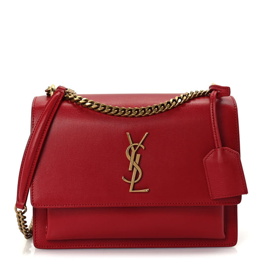 Saint Laurent Calfskin Medium Monogram Sunset Rouge Eros