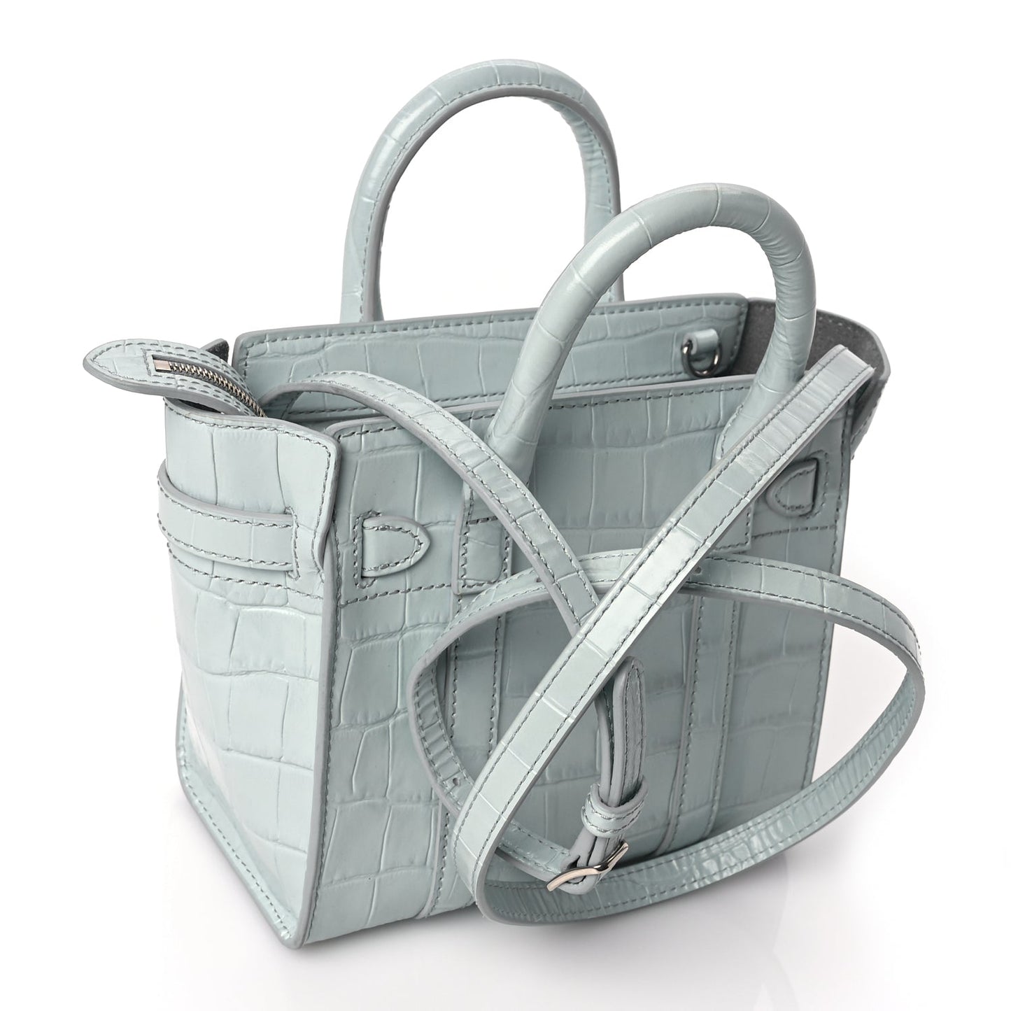 Mulberry Shiny Crocodile Embossed Micro Zipped Bayswater Blue