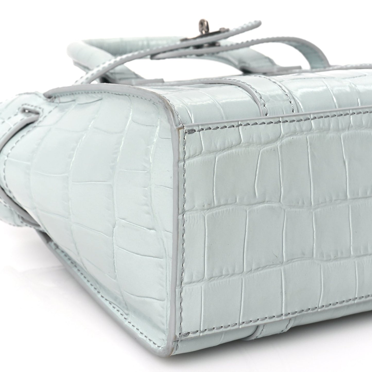 Mulberry Shiny Crocodile Embossed Micro Zipped Bayswater Blue