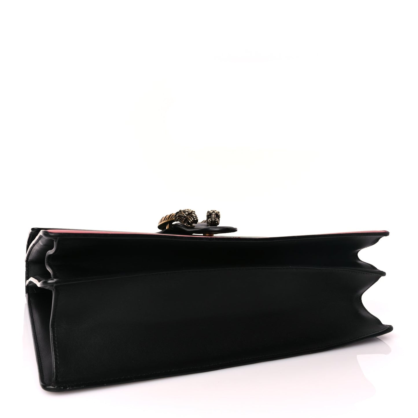 Gucci Calfskin Bamboo Web Large Dionysus Top Handle Bag Black Bright Evergreen Hibiscus Red