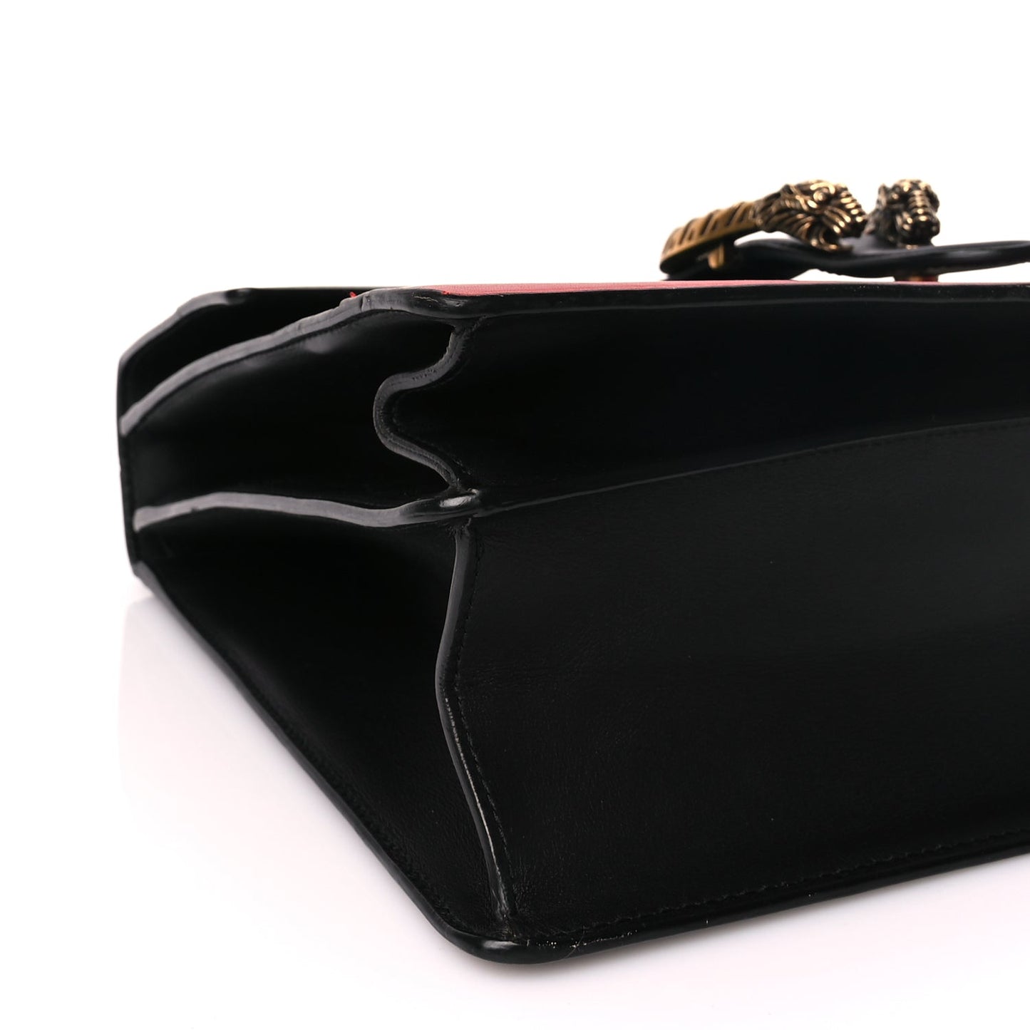 Gucci Calfskin Bamboo Web Large Dionysus Top Handle Bag Black Bright Evergreen Hibiscus Red