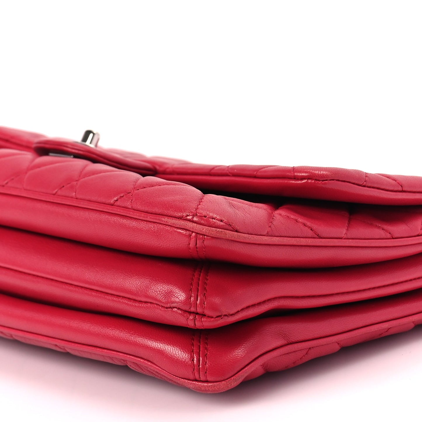 Chanel Lambskin Quilted Jumbo Chanel 3 Flap Dark Pink