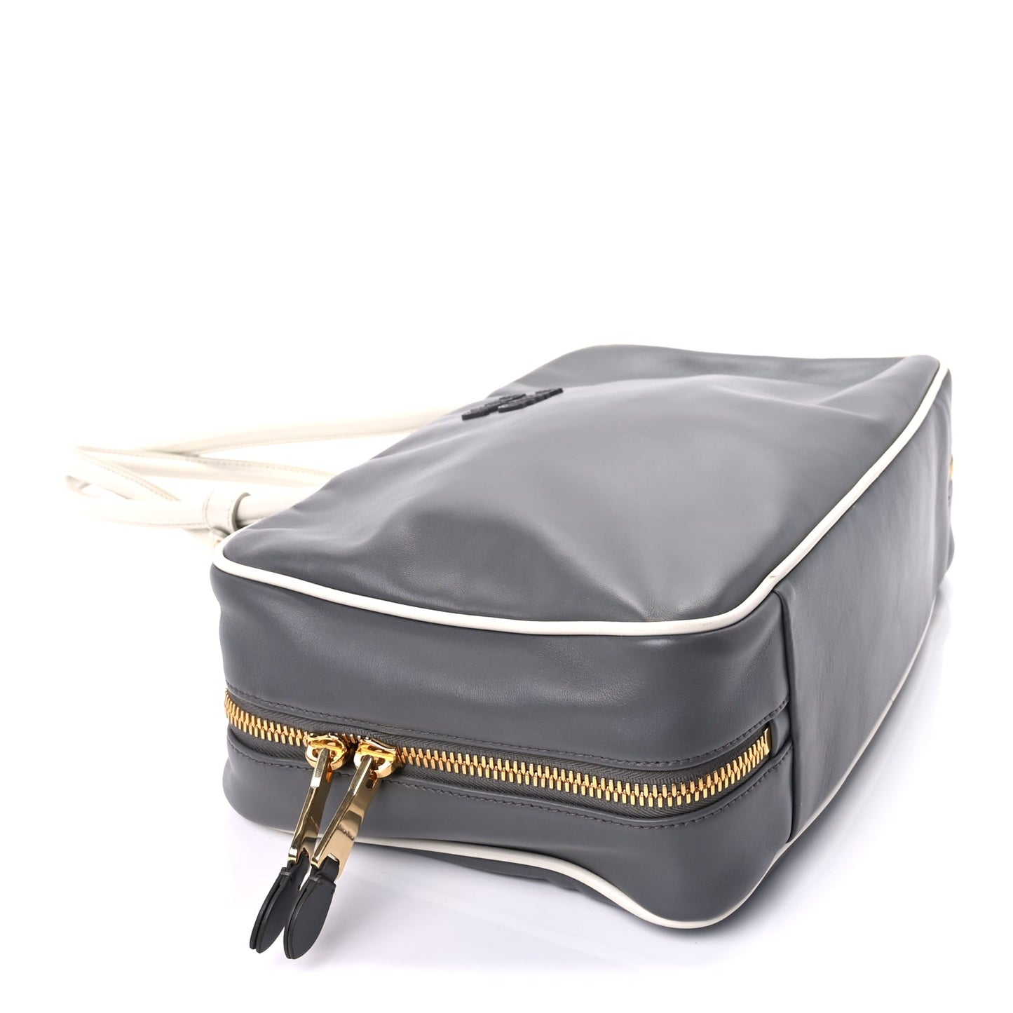 Miu Miu Soft Calf Softy Contrast Large Beau Top Handle Bag Marmo White