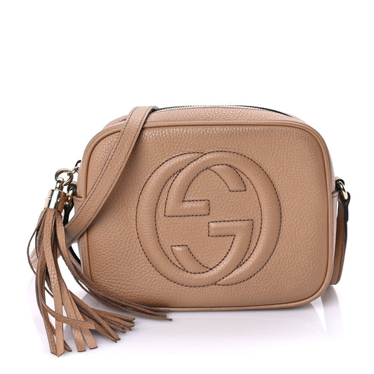 Gucci Pebbled Calfskin Small Soho Disco Bag Rose Beige