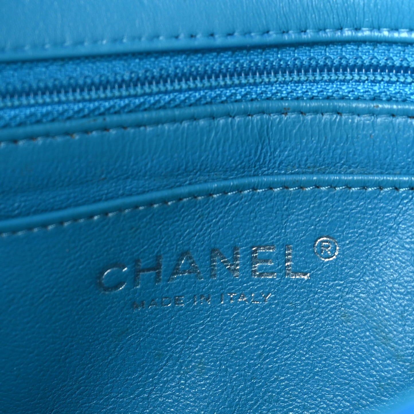 Chanel Patent Calfskin Quilted Mini Rectangular Flap  Blue