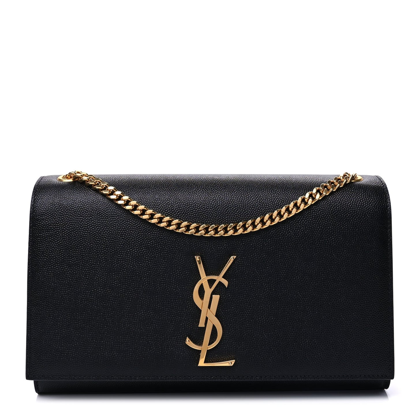 Saint Laurent Grain De Poudre Medium Classic Monogram Kate Satchel Black