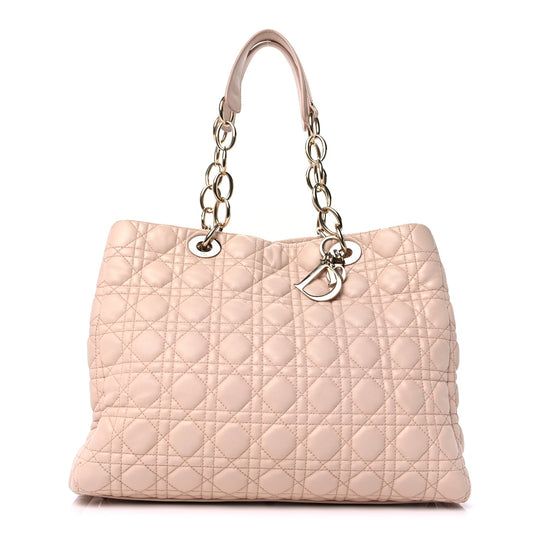Christian Dior Lambskin Cannage Large Dior Soft Shopping Tote Light Pink