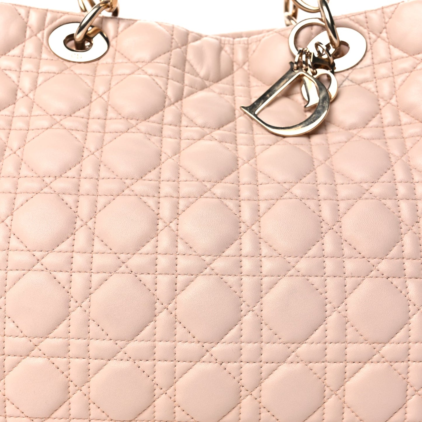 Christian Dior Lambskin Cannage Large Dior Soft Shopping Tote Light Pink