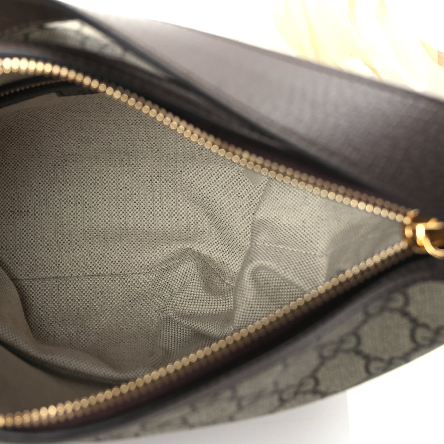 Gucci GG Supreme Monogram Textured Calfskin Web Super Mini Ophidia Shoulder Bag Beige Ebony New Acero