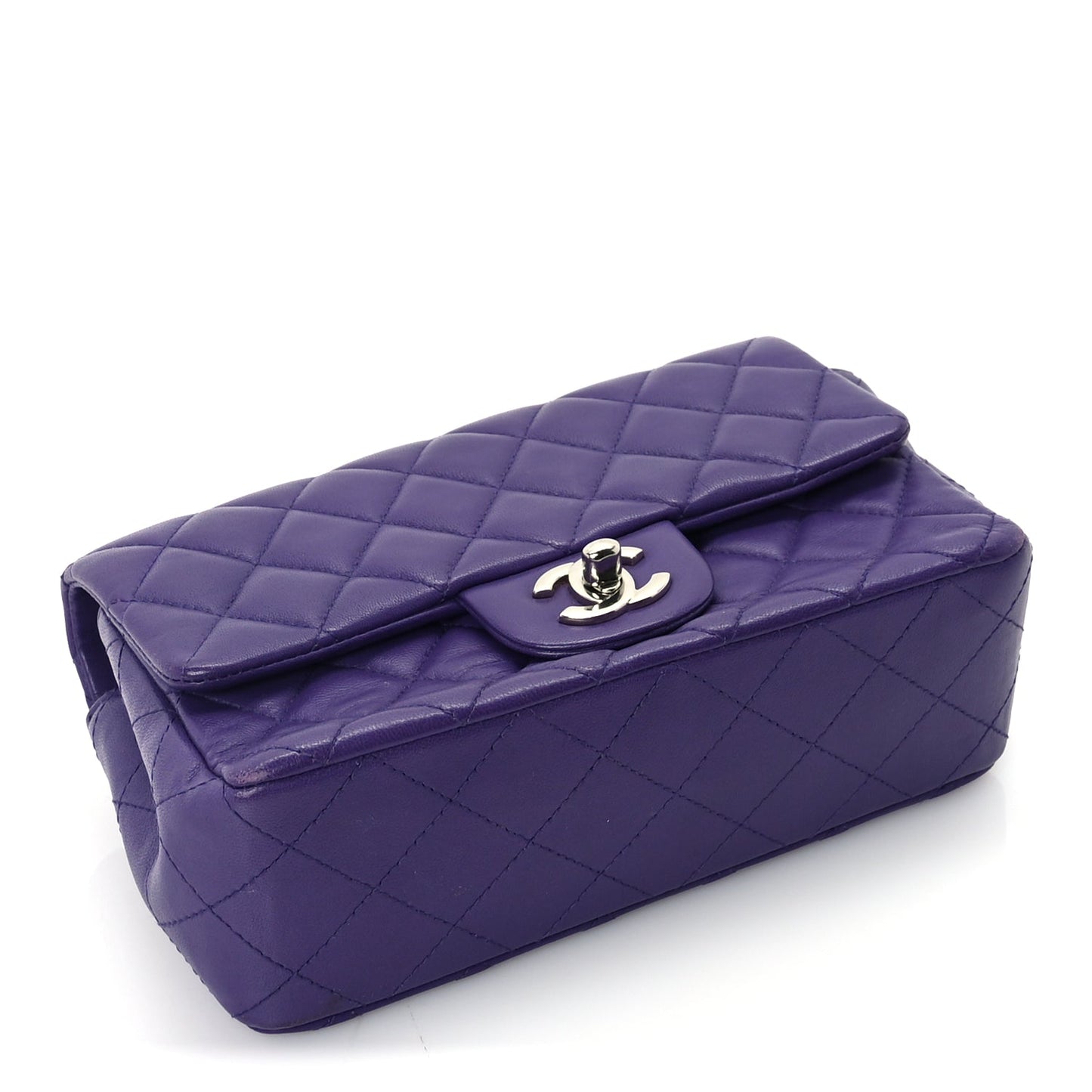 Chanel Lambskin Quilted Mini Rectangular Flap  Purple