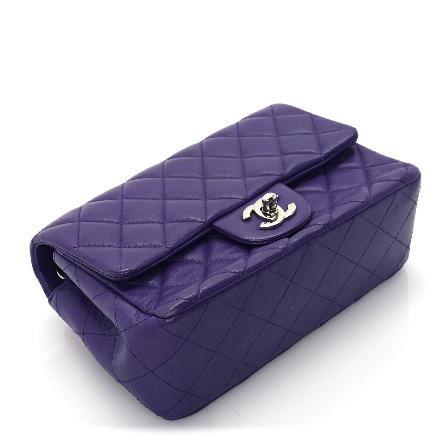 Chanel Lambskin Quilted Mini Rectangular Flap  Purple