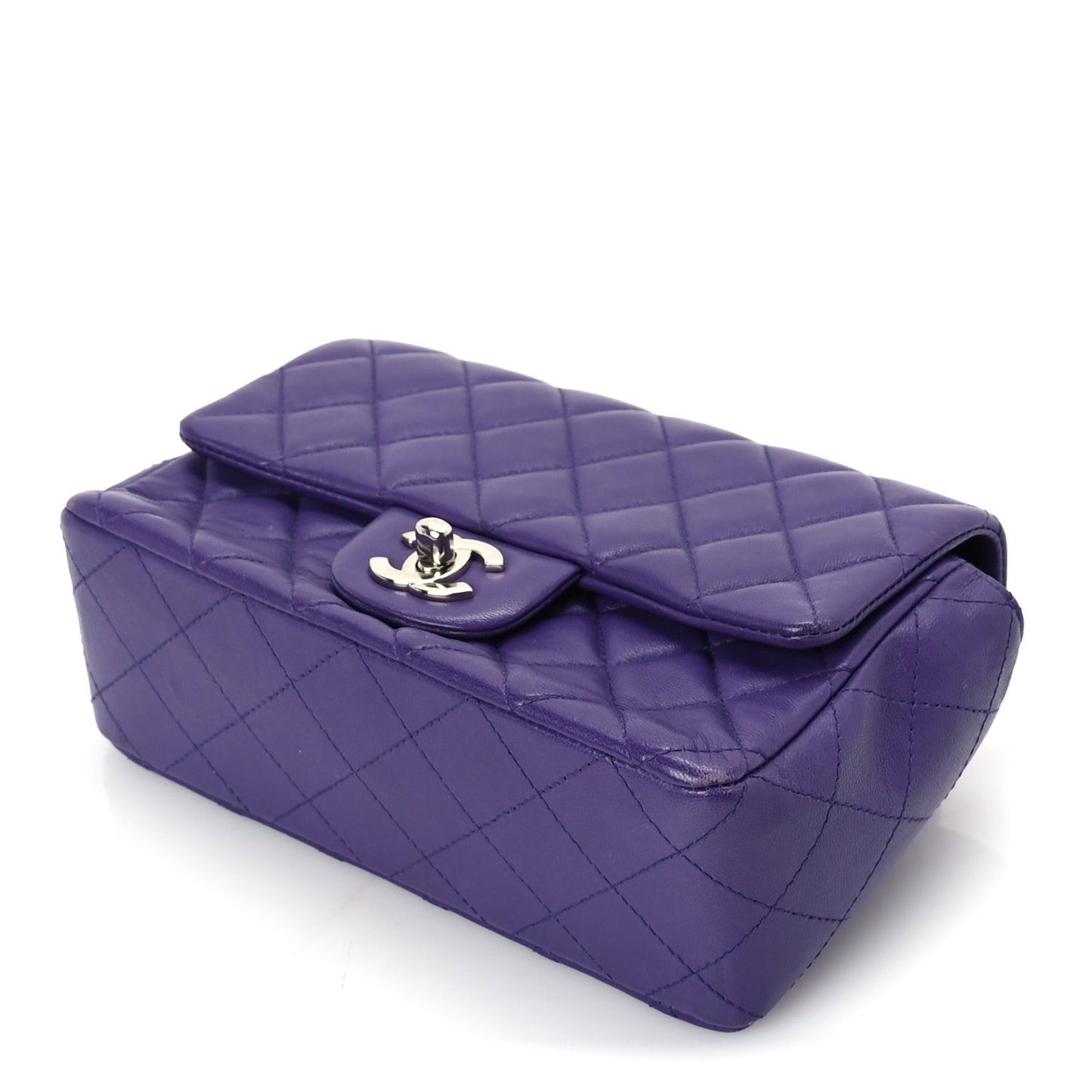 Chanel Lambskin Quilted Mini Rectangular Flap  Purple