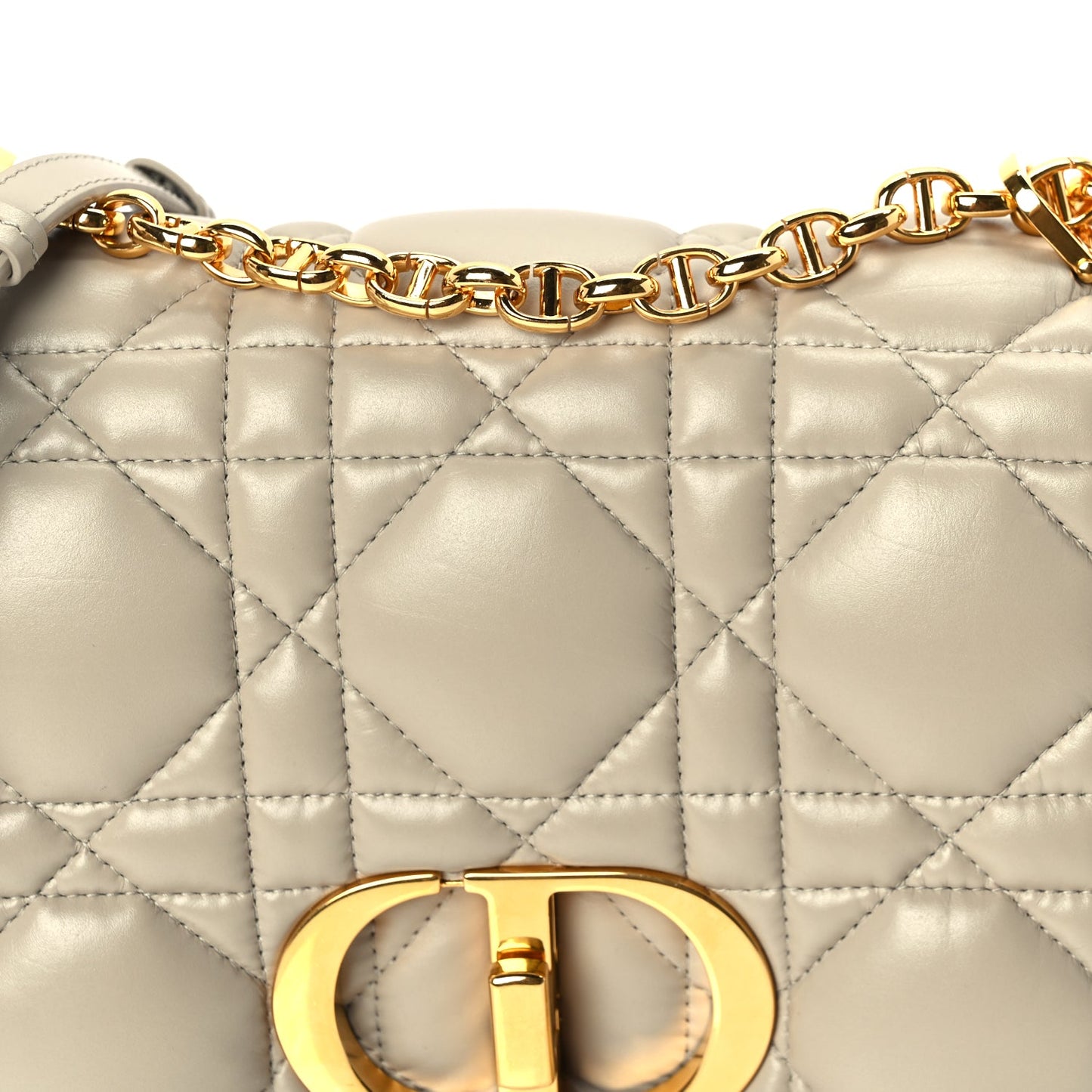 Christian Dior Calfskin Macrocannage Medium Caro Bag  Sand
