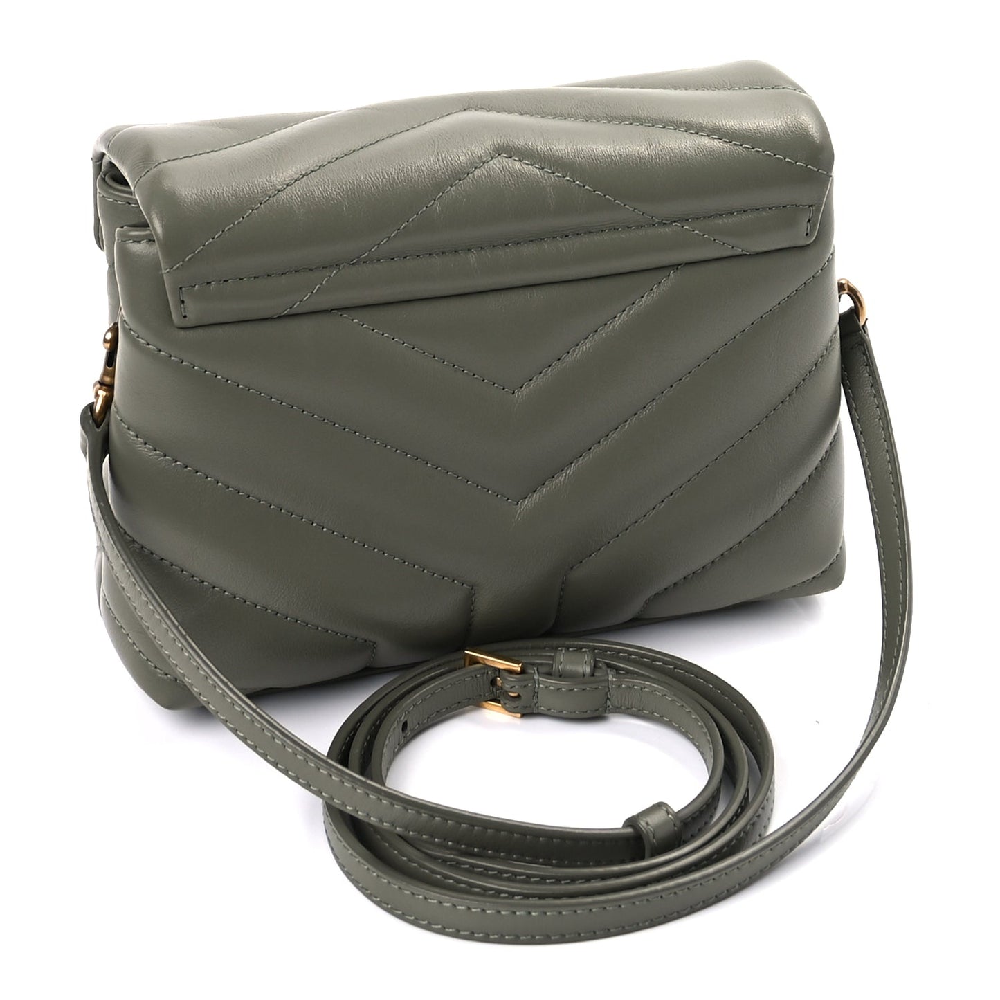Saint Laurent Calfskin Y Quilted Monogram Toy Loulou Crossbody Bag  Light Sage