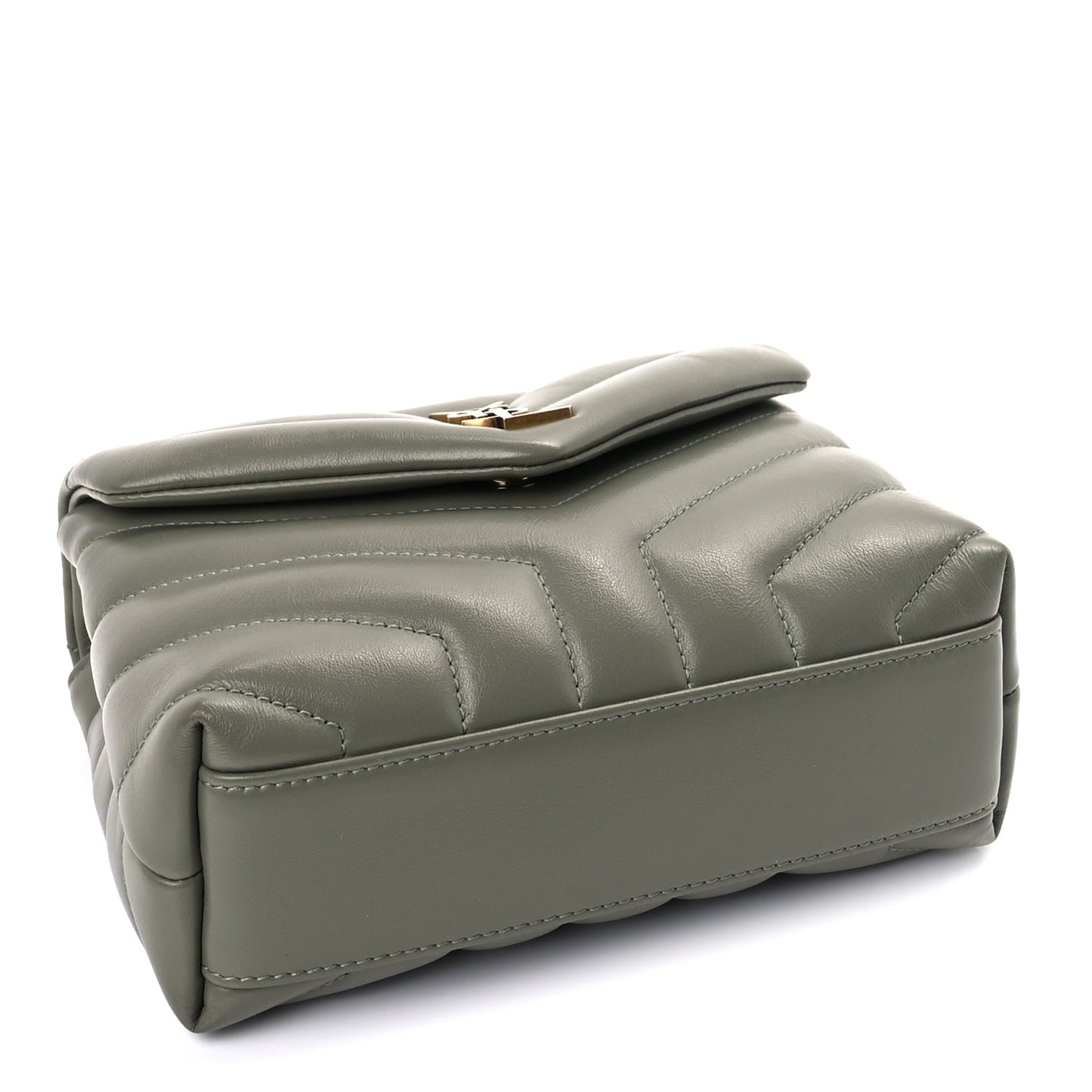 Saint Laurent Calfskin Y Quilted Monogram Toy Loulou Crossbody Bag  Light Sage