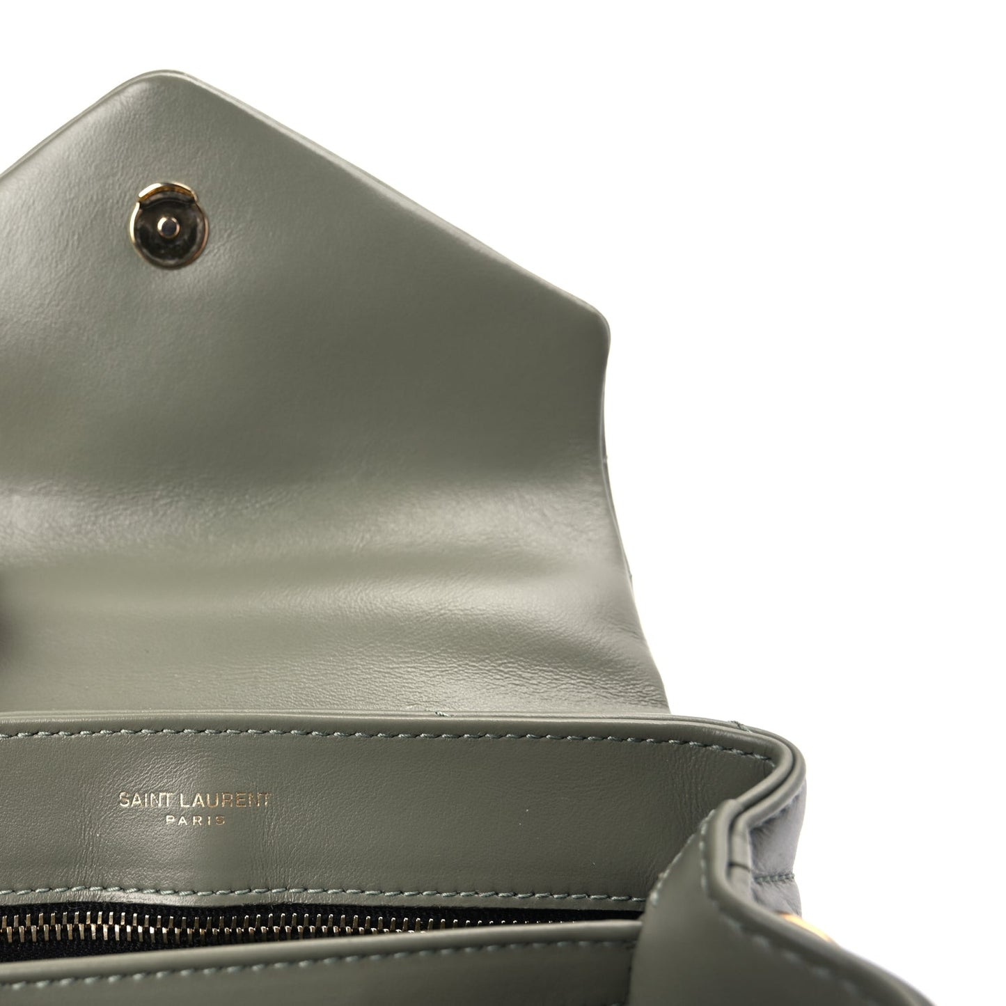 Saint Laurent Calfskin Y Quilted Monogram Toy Loulou Crossbody Bag  Light Sage