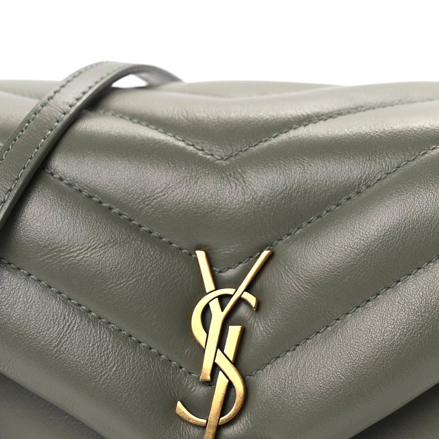 Saint Laurent Calfskin Y Quilted Monogram Toy Loulou Crossbody Bag  Light Sage