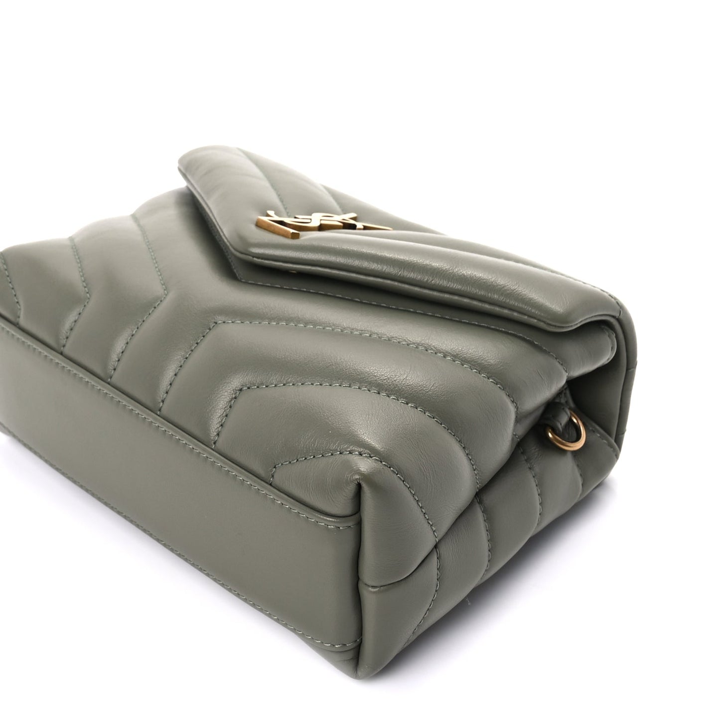 Saint Laurent Calfskin Y Quilted Monogram Toy Loulou Crossbody Bag  Light Sage