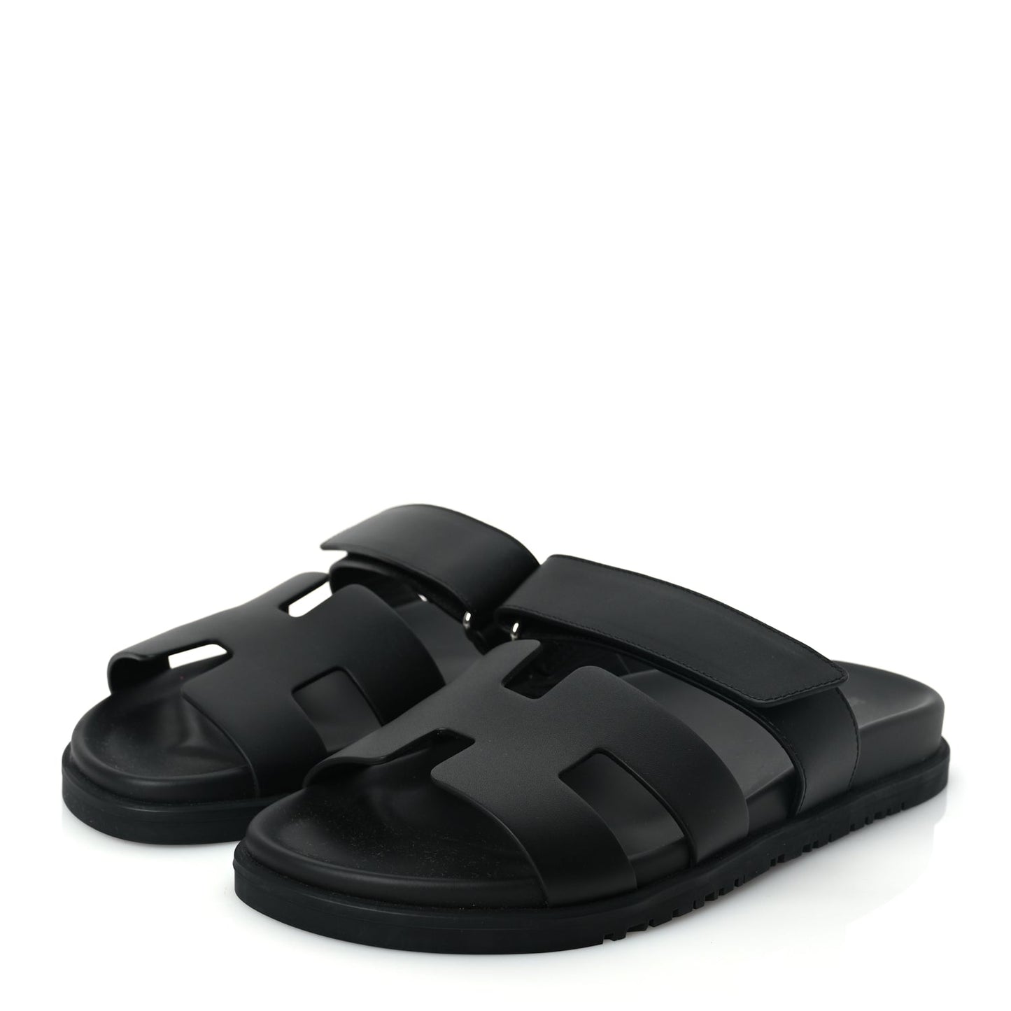 Hermes Calfskin Womens Chypre Sandals 38.5 Black
