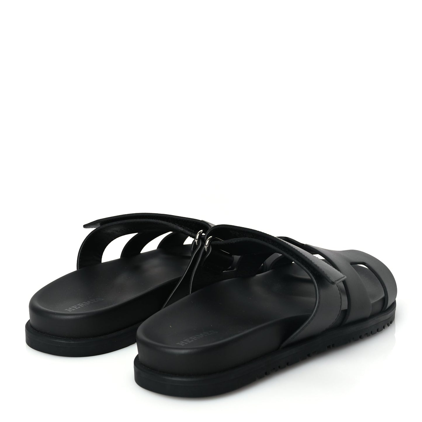 Hermes Calfskin Womens Chypre Sandals 38.5 Black