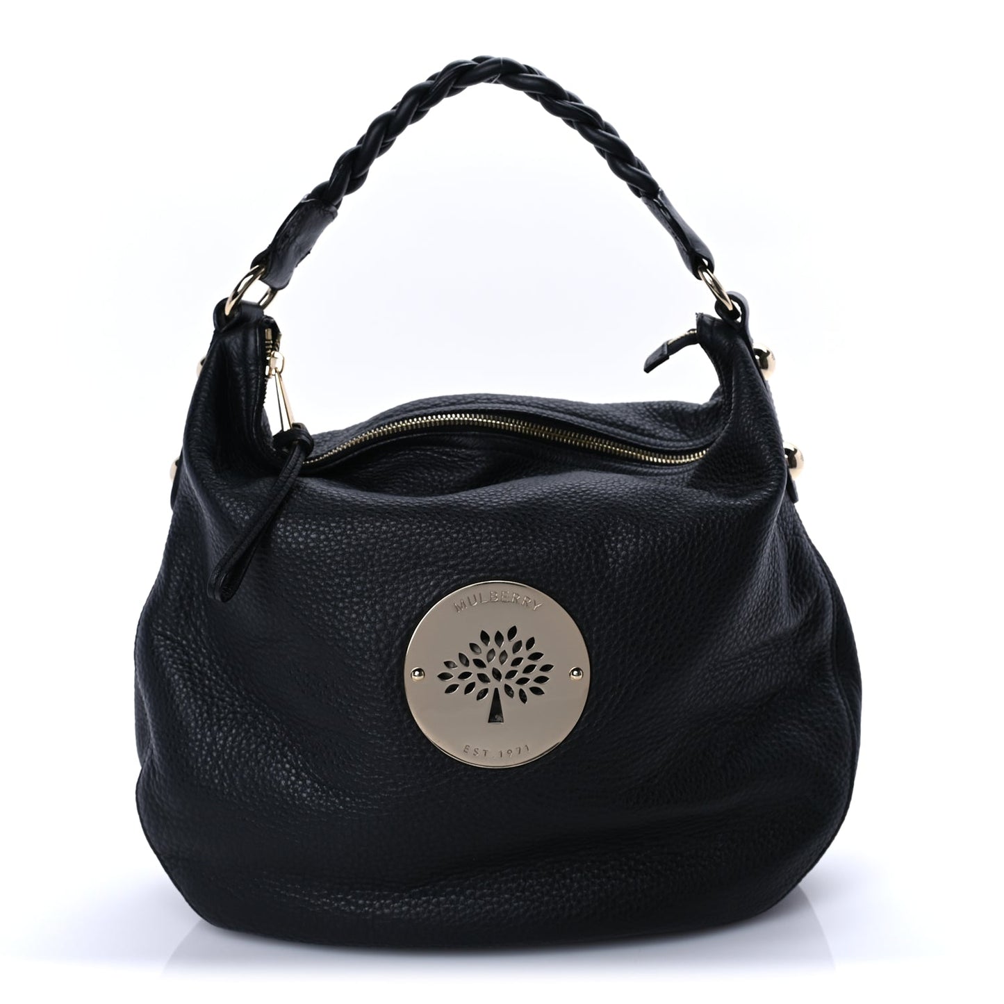 Mulberry Spongy Pebbled Calfskin Large Daria Hobo Black