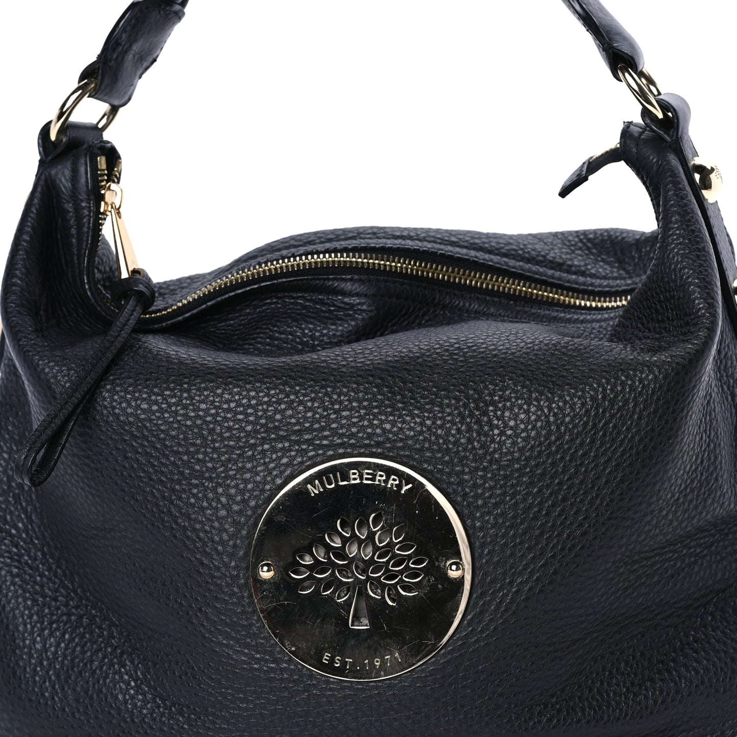 Mulberry Spongy Pebbled Calfskin Large Daria Hobo Black