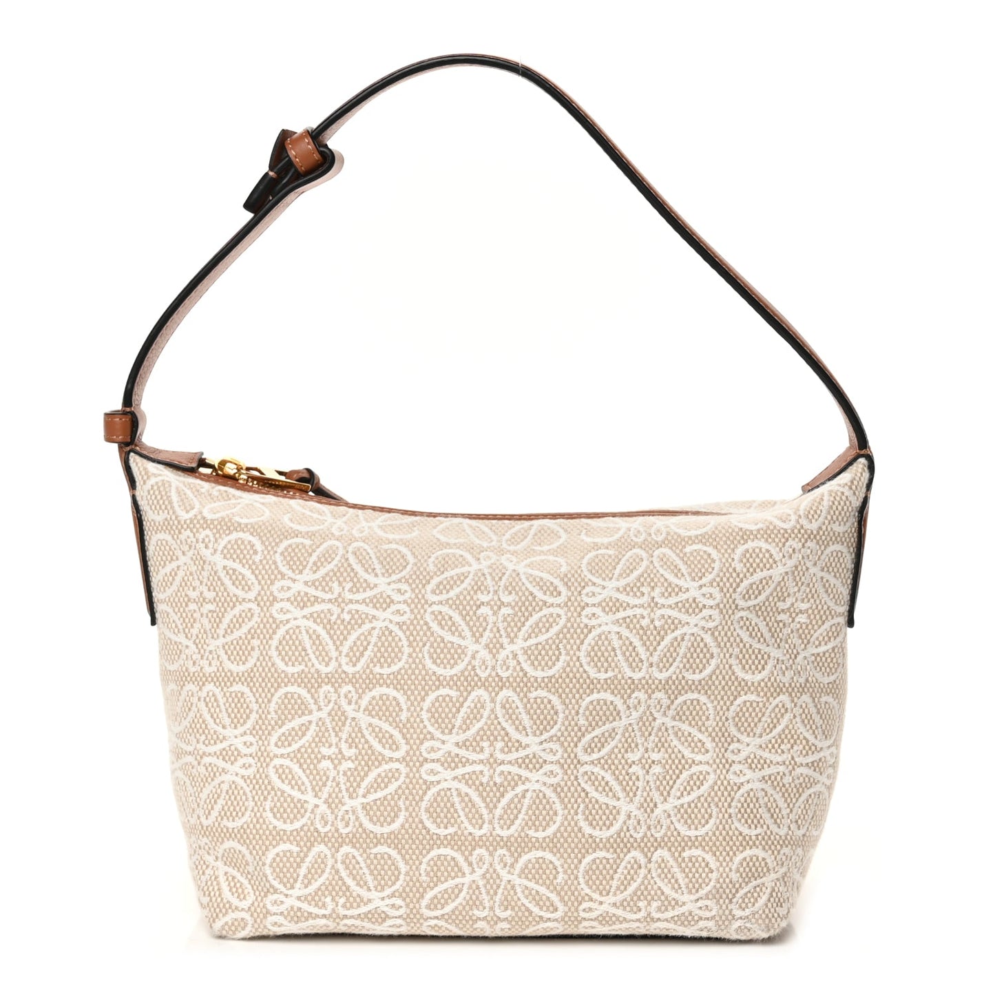 Loewe Jacquard Anagram Calfskin Small Cubi Bag Ecru Tan