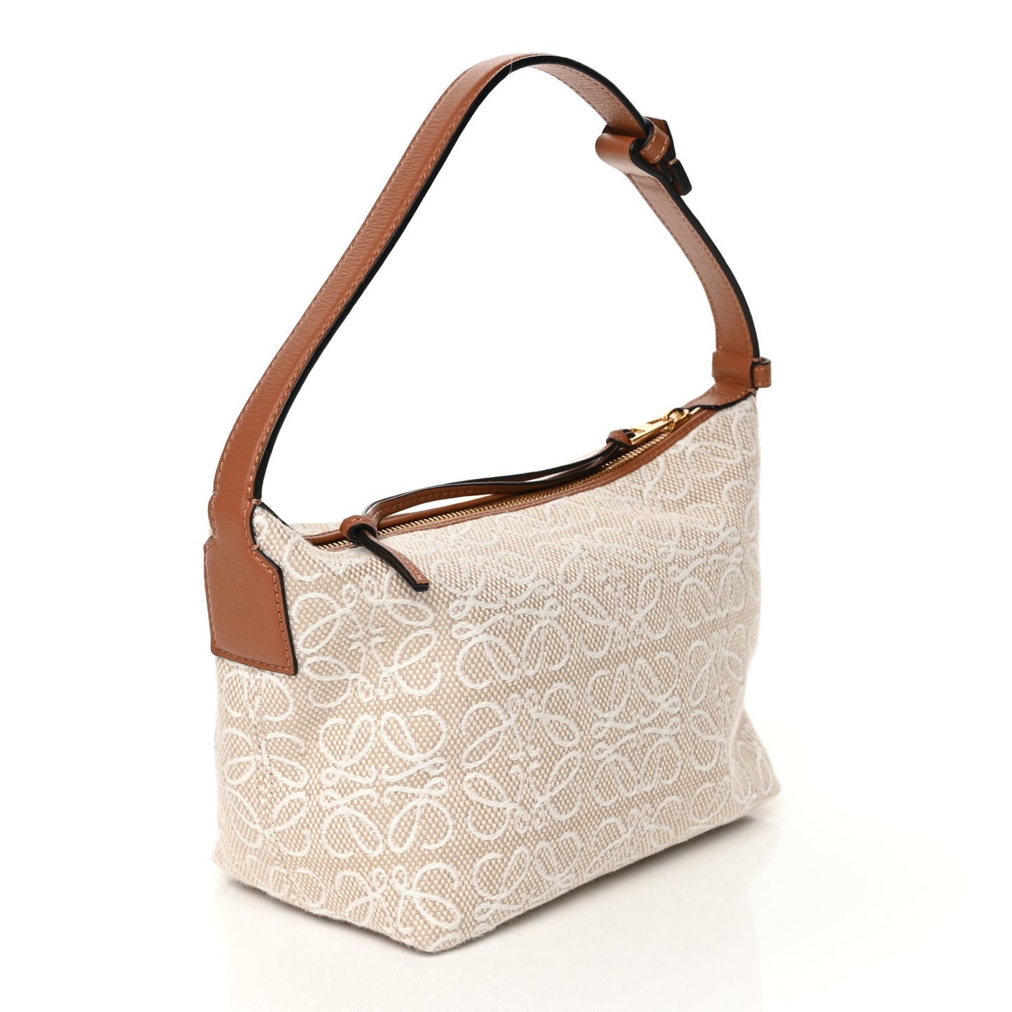 Loewe Jacquard Anagram Calfskin Small Cubi Bag Ecru Tan