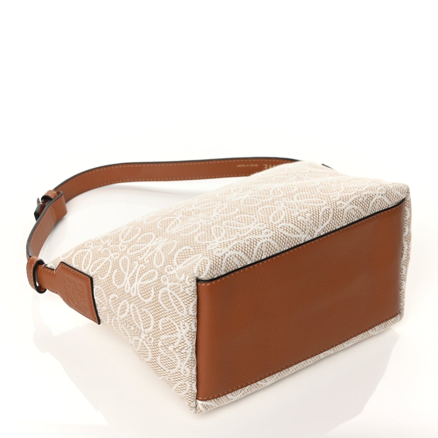 Loewe Jacquard Anagram Calfskin Small Cubi Bag Ecru Tan