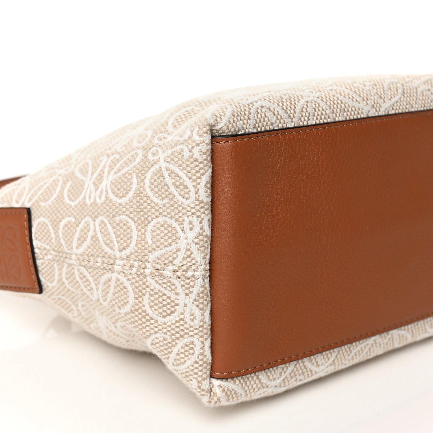 Loewe Jacquard Anagram Calfskin Small Cubi Bag Ecru Tan
