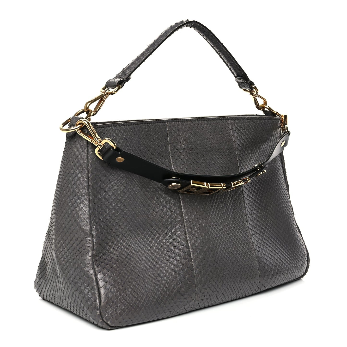 Fendi Snakeskin O'Lock Zipper Black