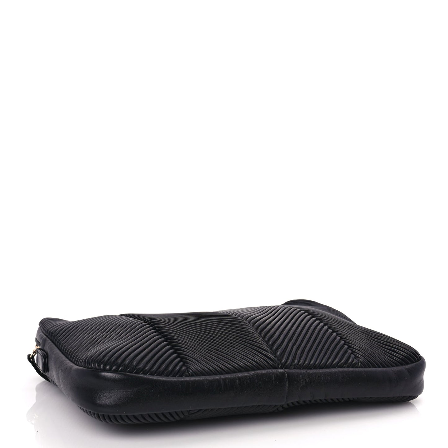 Chanel Lambskin Chevron Pleated Large Cosmetic Case Black