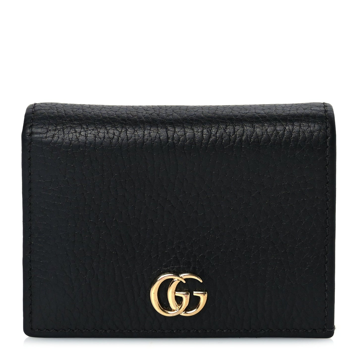 Gucci Pebbled Calfskin GG Marmont Card Case Black
