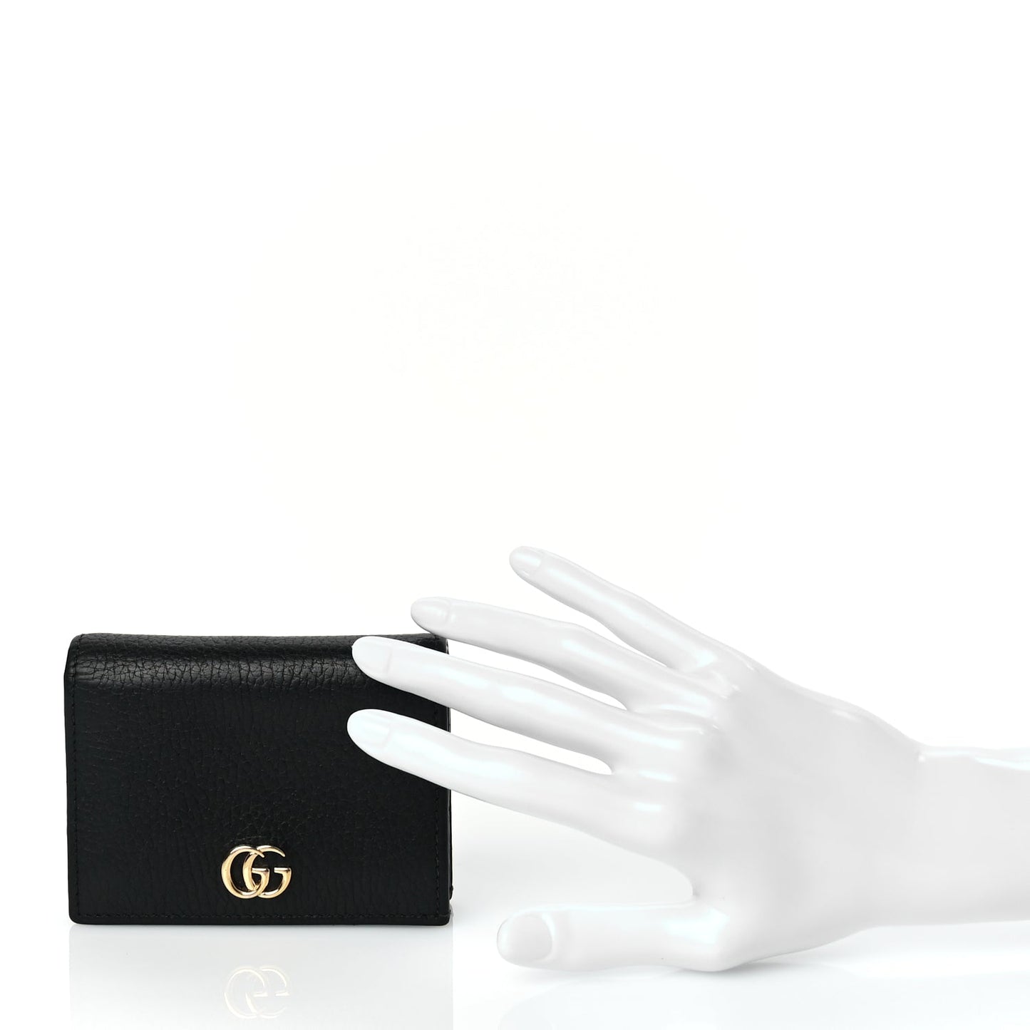 Gucci Pebbled Calfskin GG Marmont Card Case Black