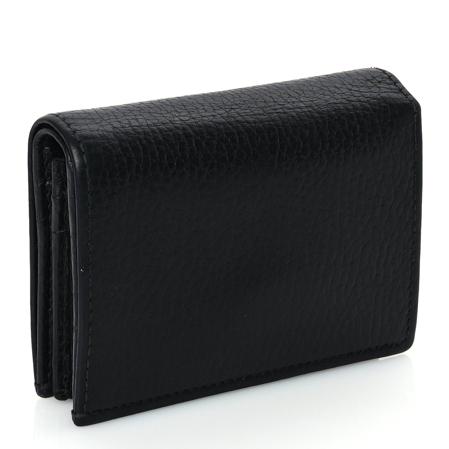 Gucci Pebbled Calfskin GG Marmont Card Case Black