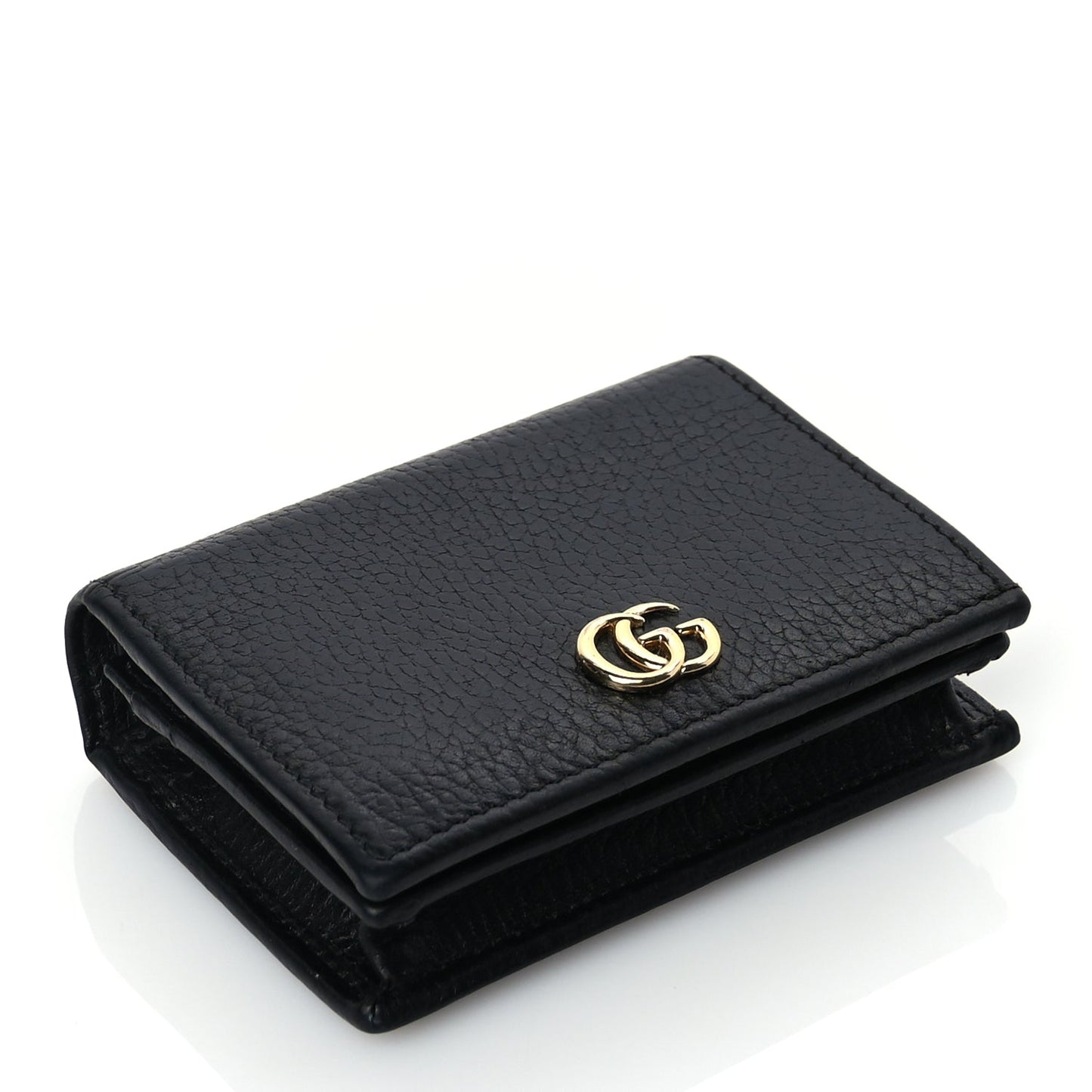 Gucci Pebbled Calfskin GG Marmont Card Case Black