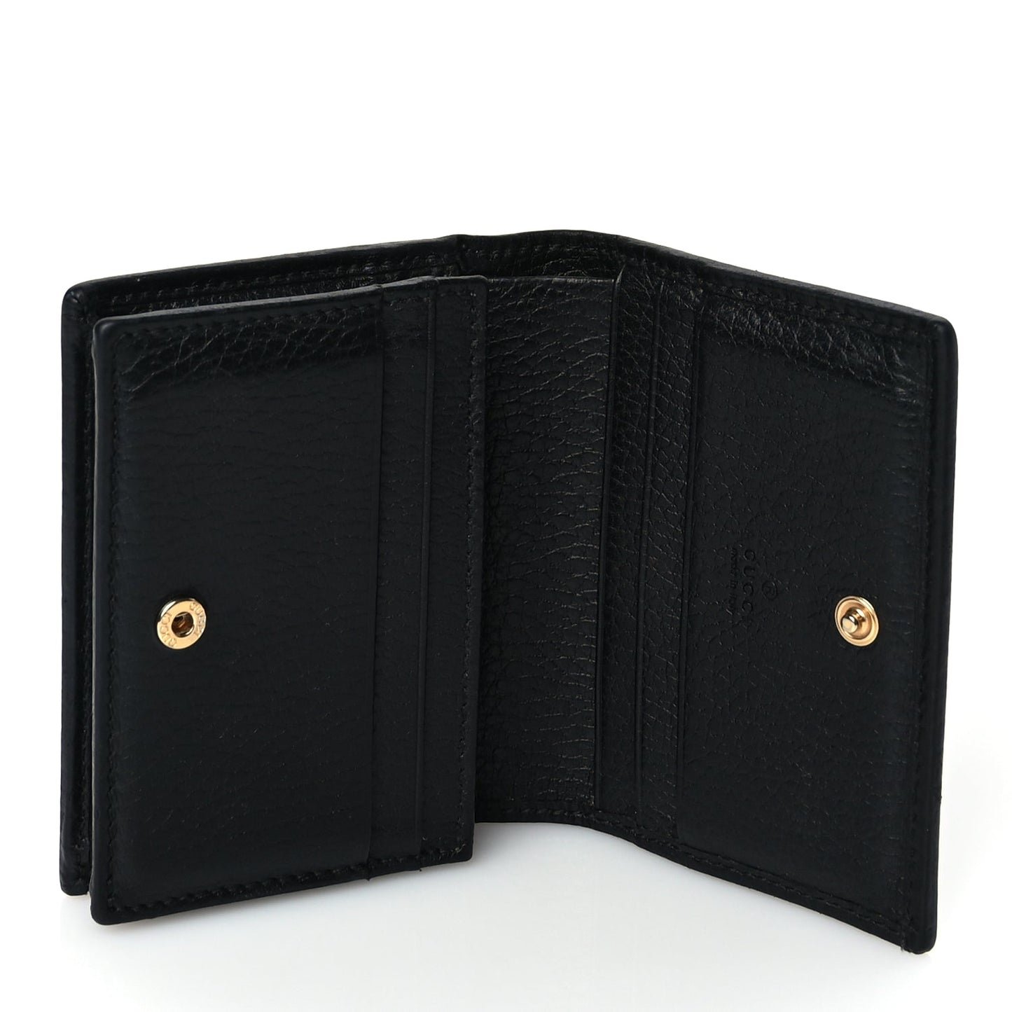 Gucci Pebbled Calfskin GG Marmont Card Case Black
