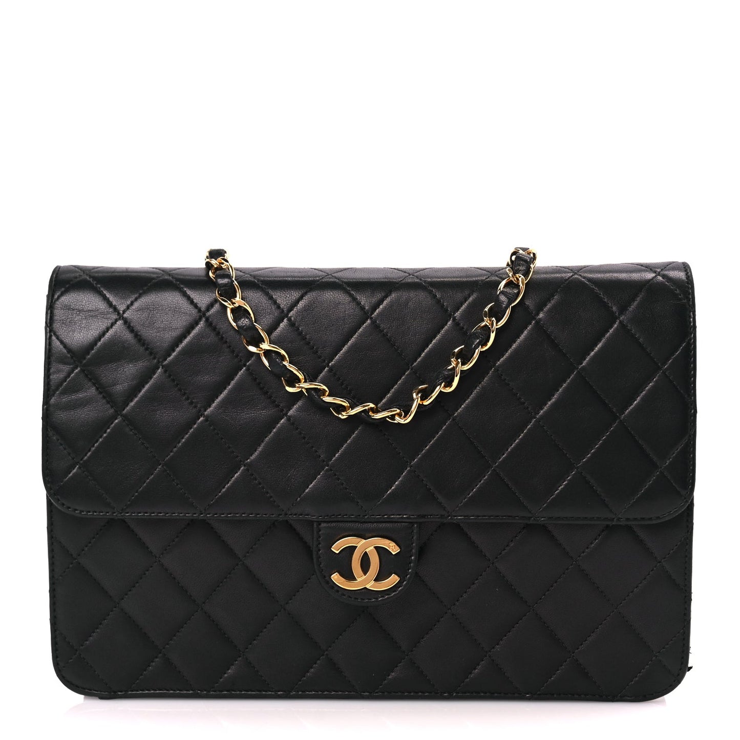 Chanel Lambskin Quilted Medium Single Flap Black
