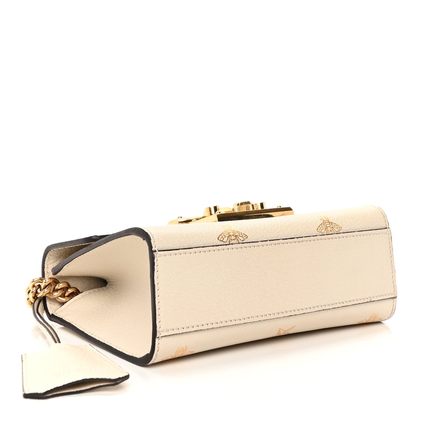 Gucci Grained Calfskin Bee Star Small Padlock Shoulder Bag White