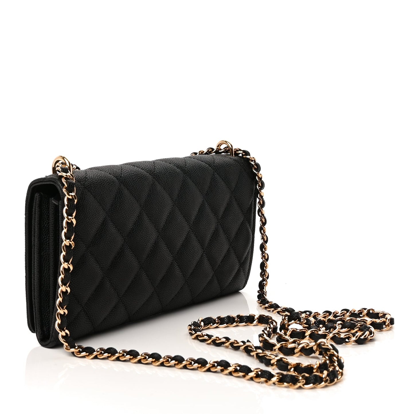Chanel Caviar Quilted Pocket Twins Wallet On Chain WOC Black
