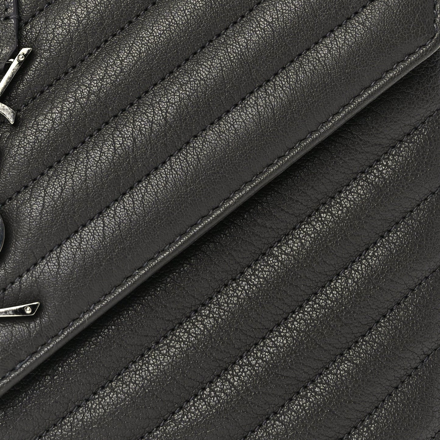 Saint Laurent Sheepskin Matelasse Chevron Monogram Medium College Satchel Dark Anthracite