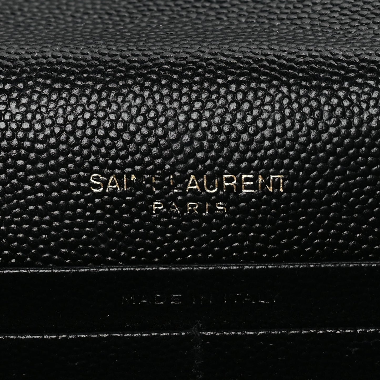 Saint Laurent Grain De Poudre Matelasse Chevron Monogram Envelope Chain Wallet Black
