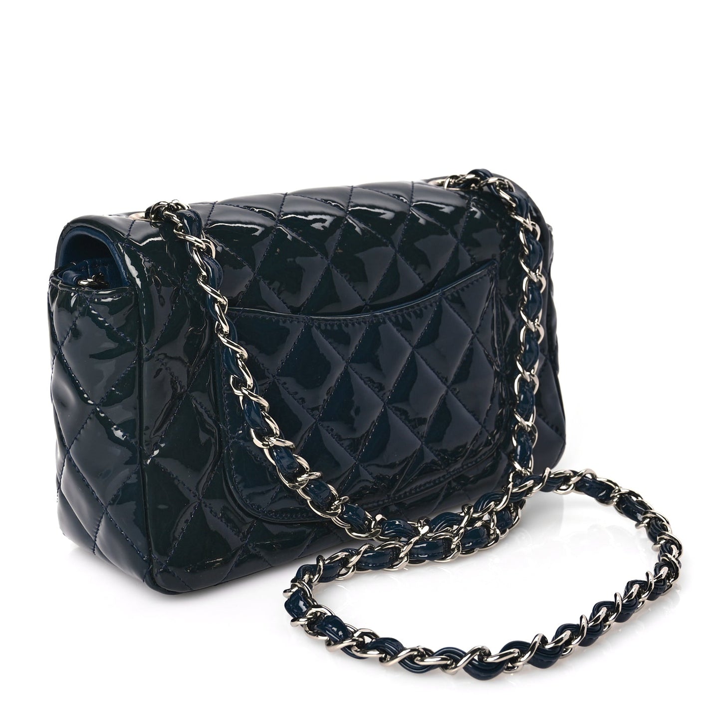 Chanel Patent Calfskin Quilted Mini Rectangular Flap Turquoise